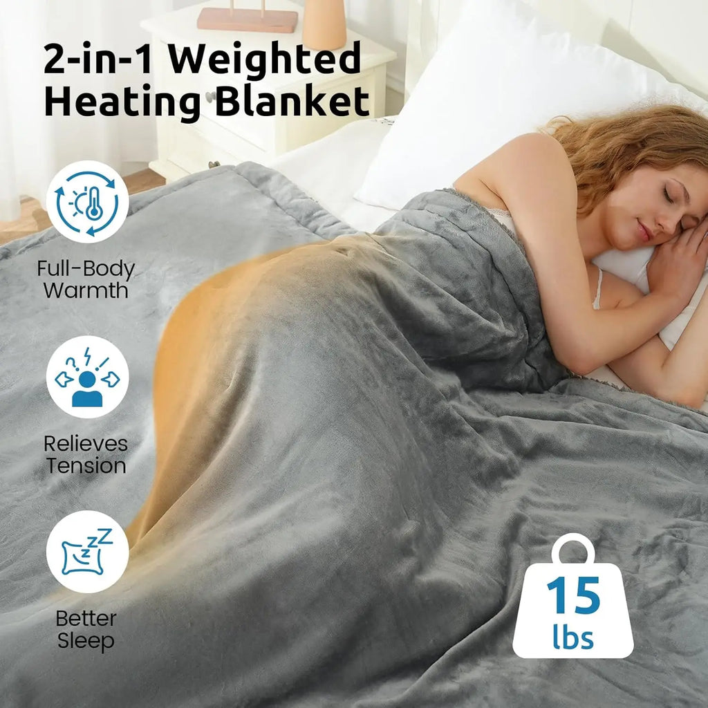 Sherpa Fleece Electric Heated Weighted Blanket 15 lbs