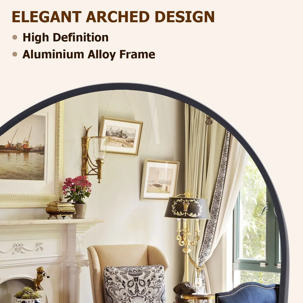 59x16, 64x21, 71x26, Black Arched Full-Length Mirror Free StandingStyling