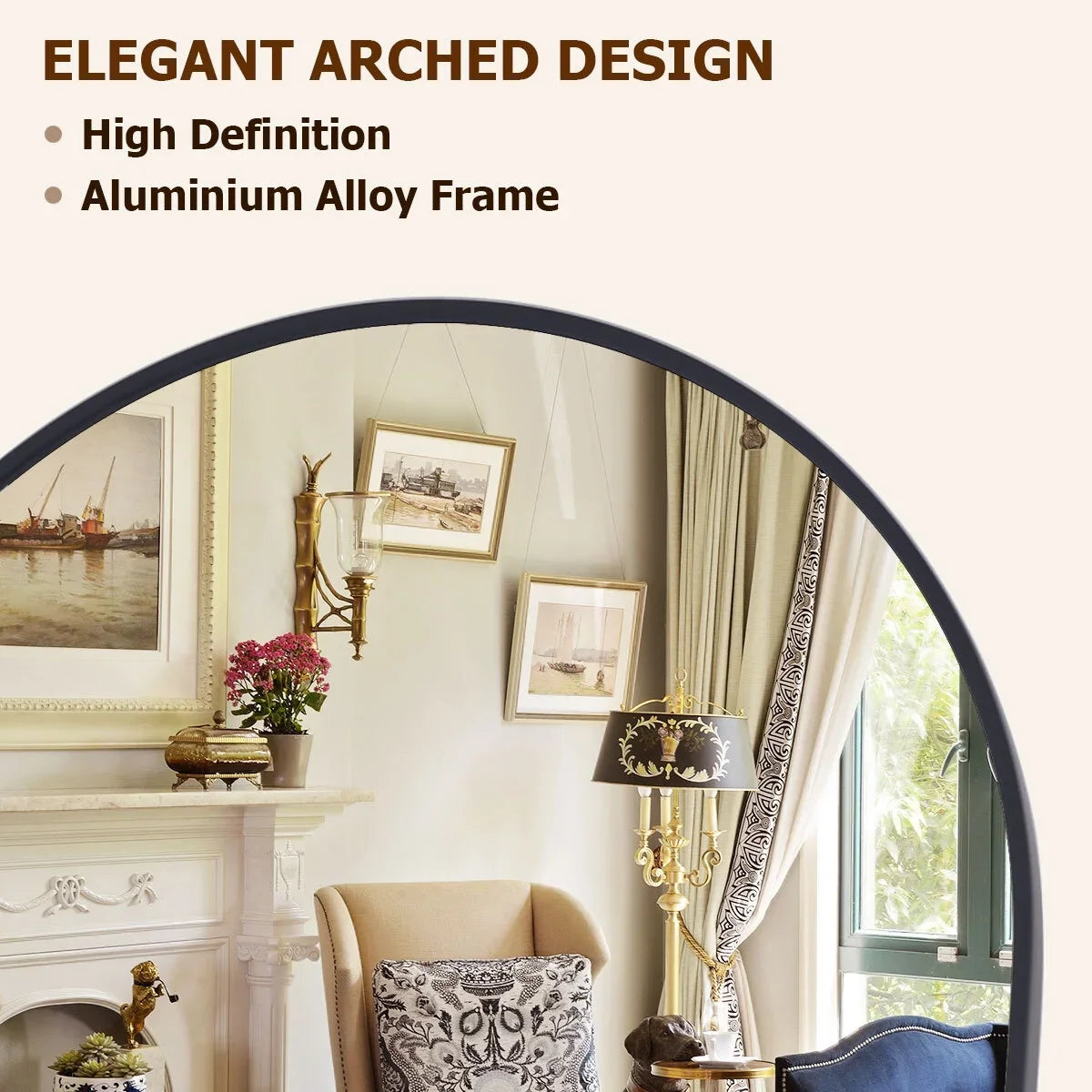 59x16, 64x21, 71x26, Black Arched Full-Length Mirror Free StandingStyling