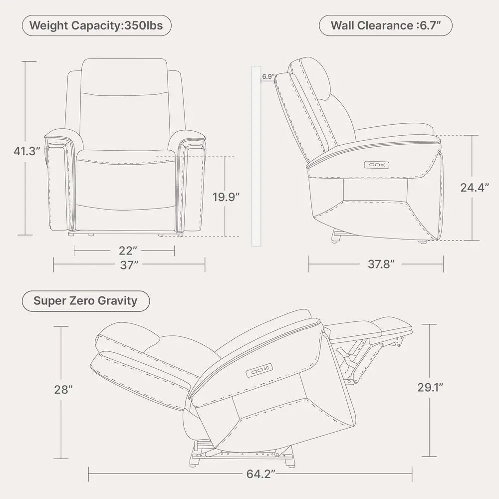 Super Zero Gravity Power Recliner Chair with Power Headres