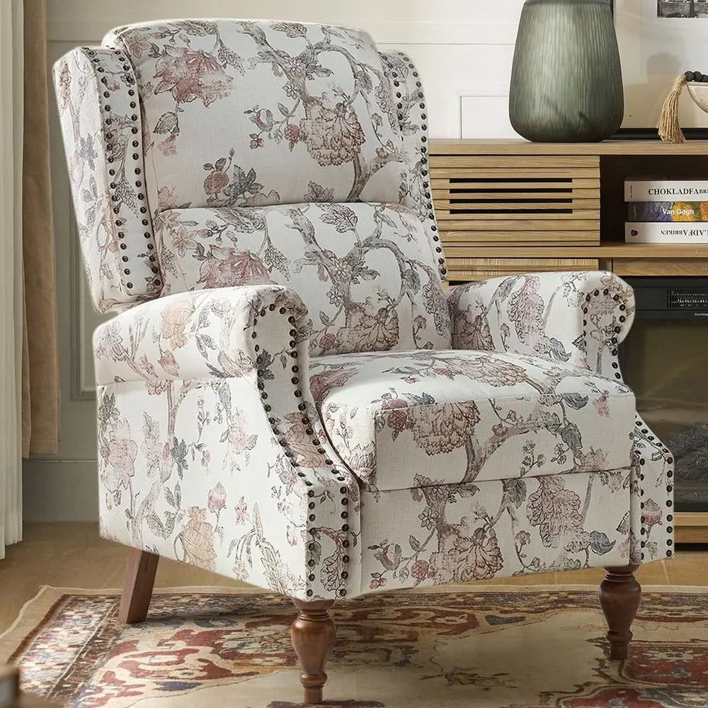 Recliner Chair, Upholstered Floral Fabric