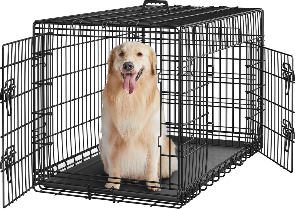 42 inch Double Door Dog Crate w/Divider for Puppy to Adult XL