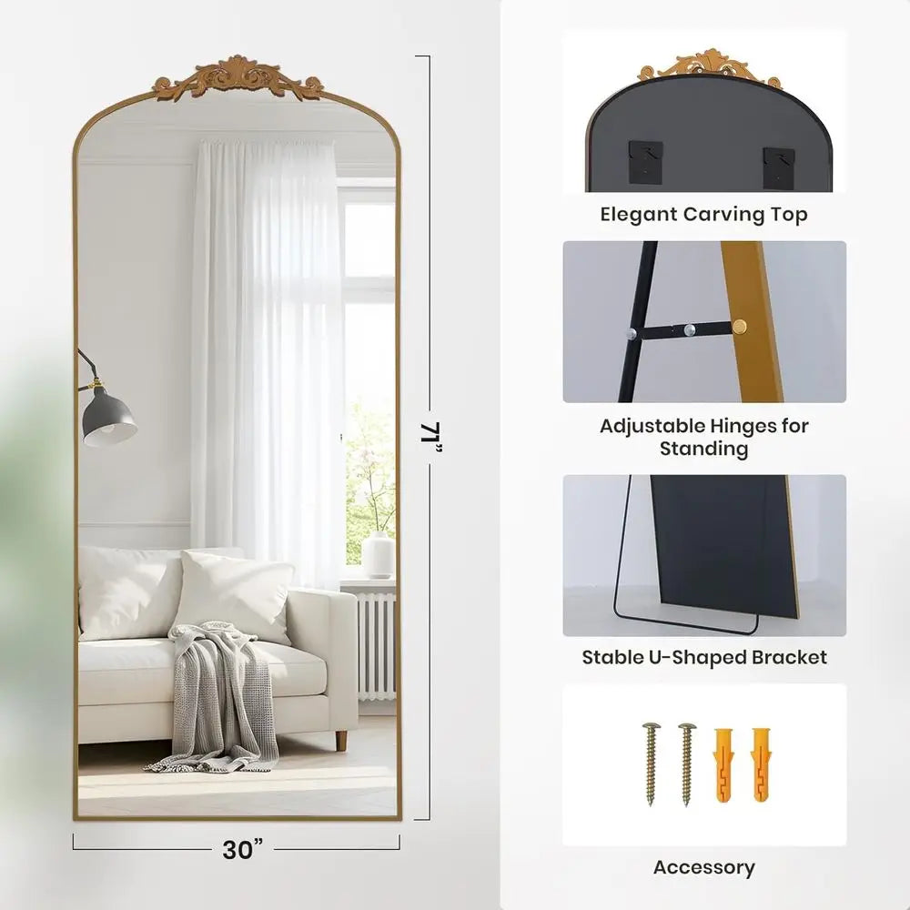Stylish 30x71 Ornate Carved Full-Length Mirror