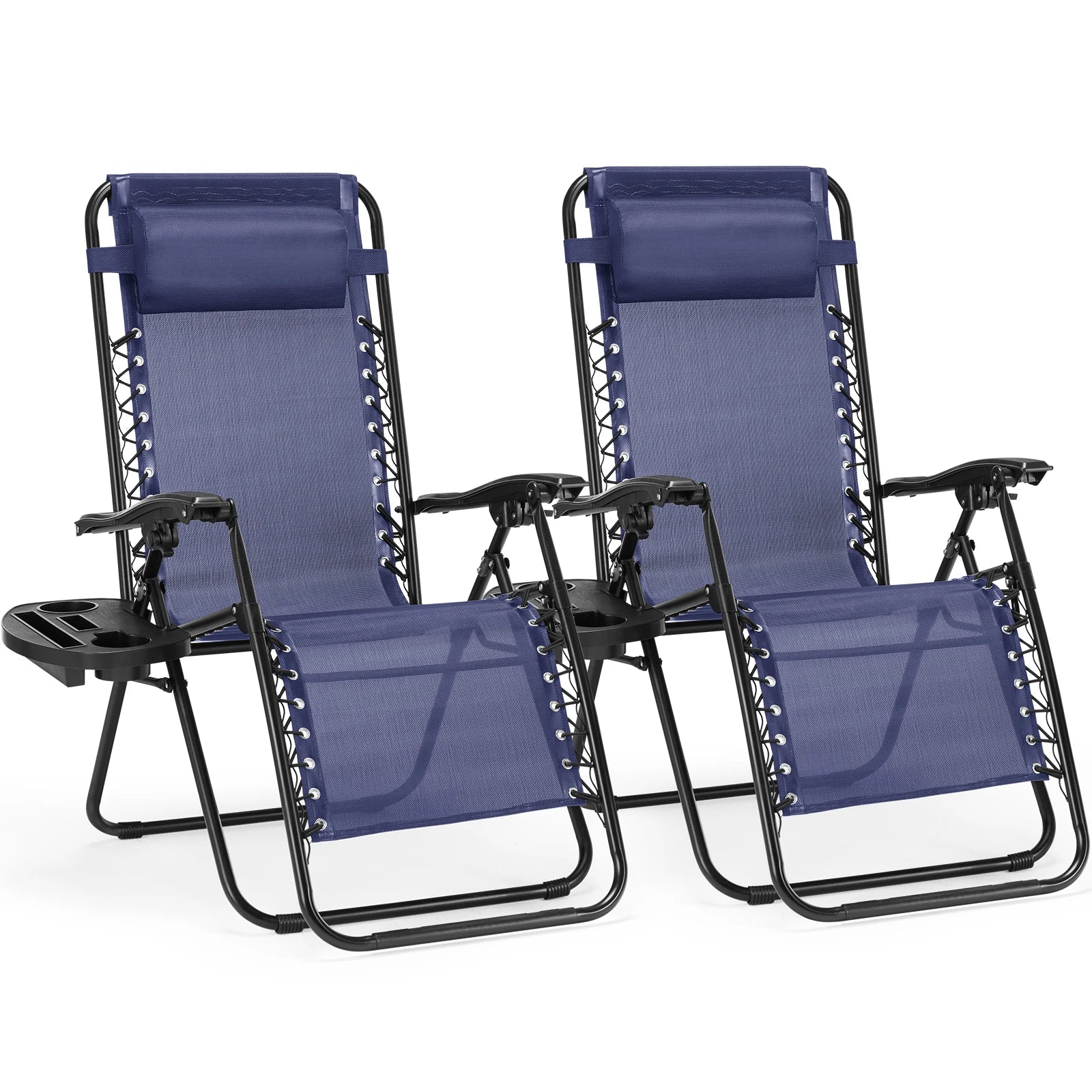 JHK Zero Gravity Portable Recliner Chair with Cup Holder Trays Adjustable Pillow