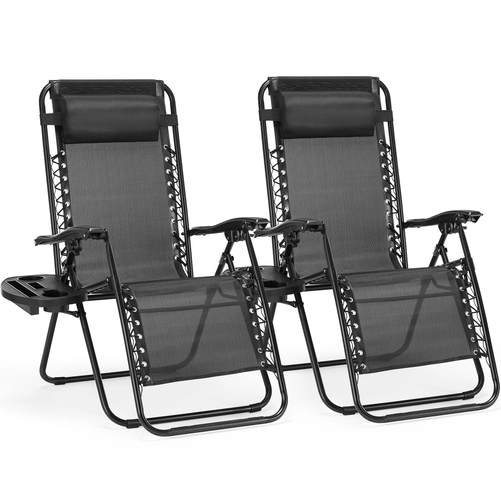 JHK Zero Gravity Portable Recliner Chair with Cup Holder Trays Adjustable Pillow