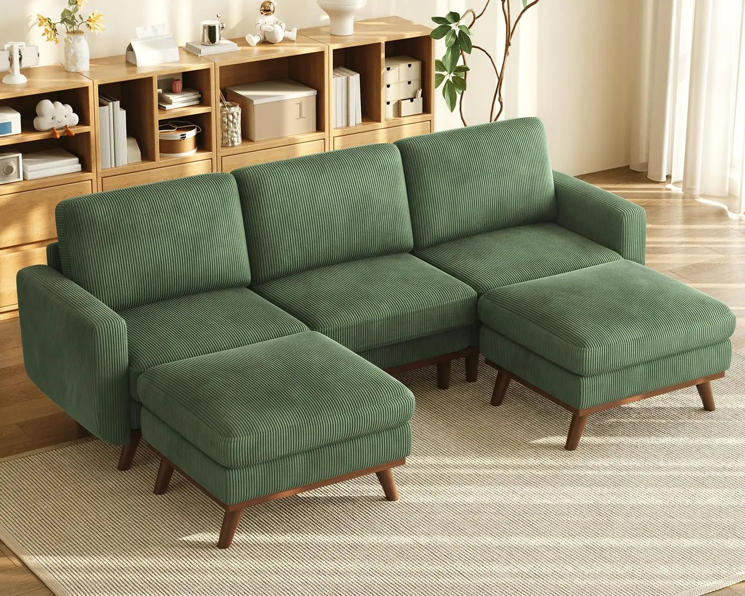 97" L-Shape Modular Sectional Sofa Corduroy 3-Seat, 2-seat & single Seat, Many colors
