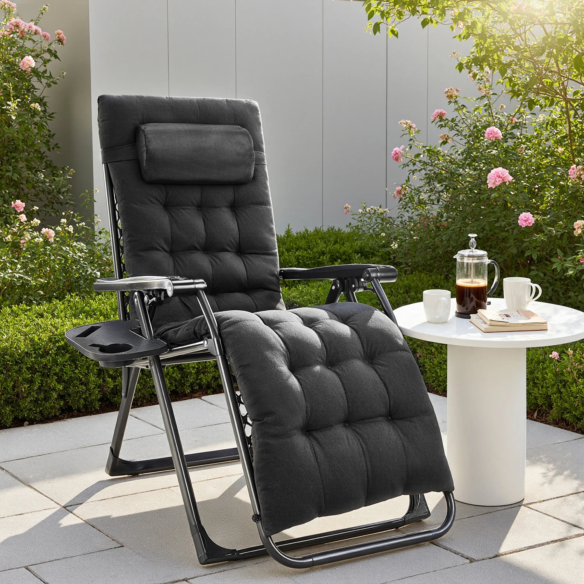 JHK Zero Gravity Portable Recliner Chair with Cup Holder Trays Adjustable Pillow