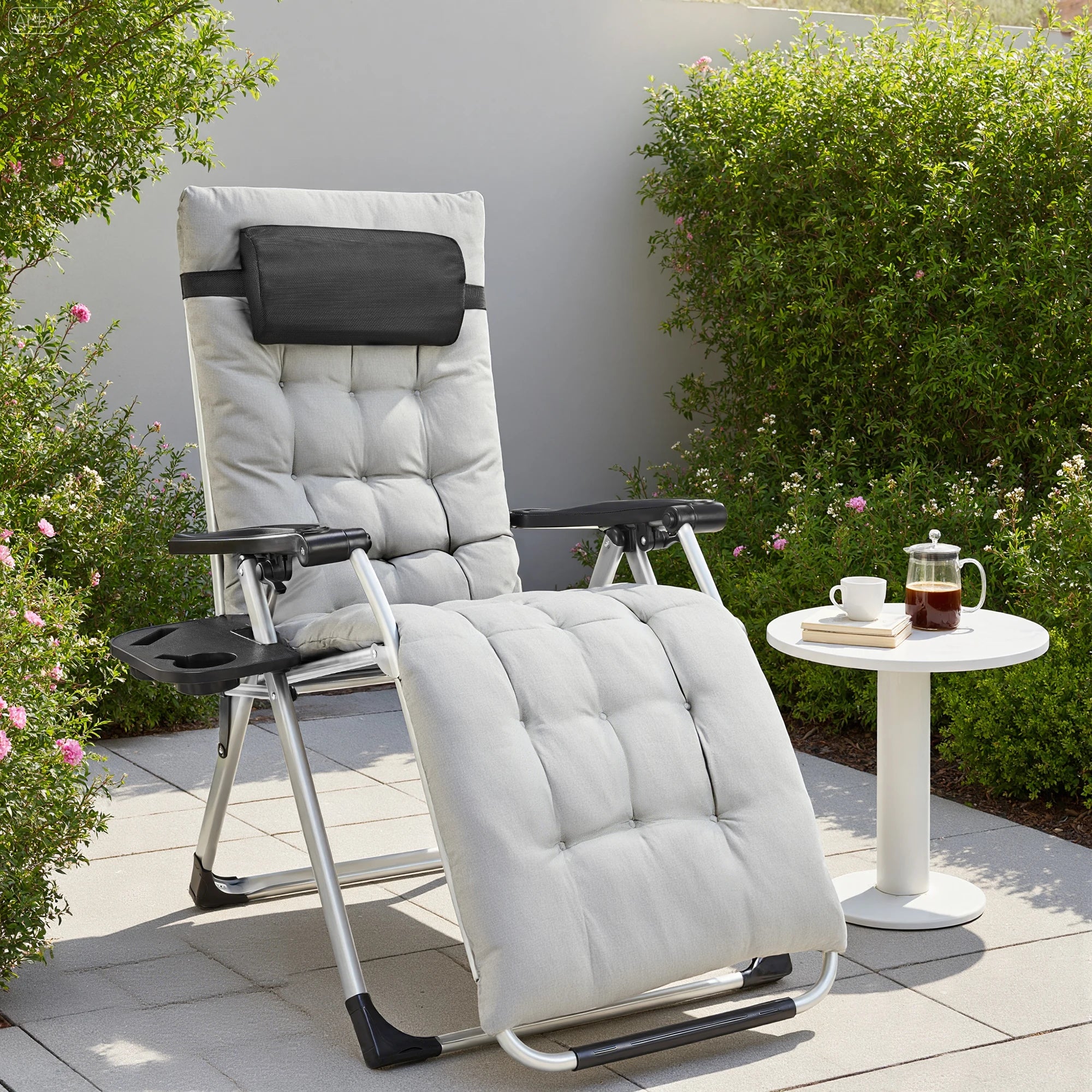 JHK Zero Gravity Portable Recliner Chair with Cup Holder Trays Adjustable Pillow