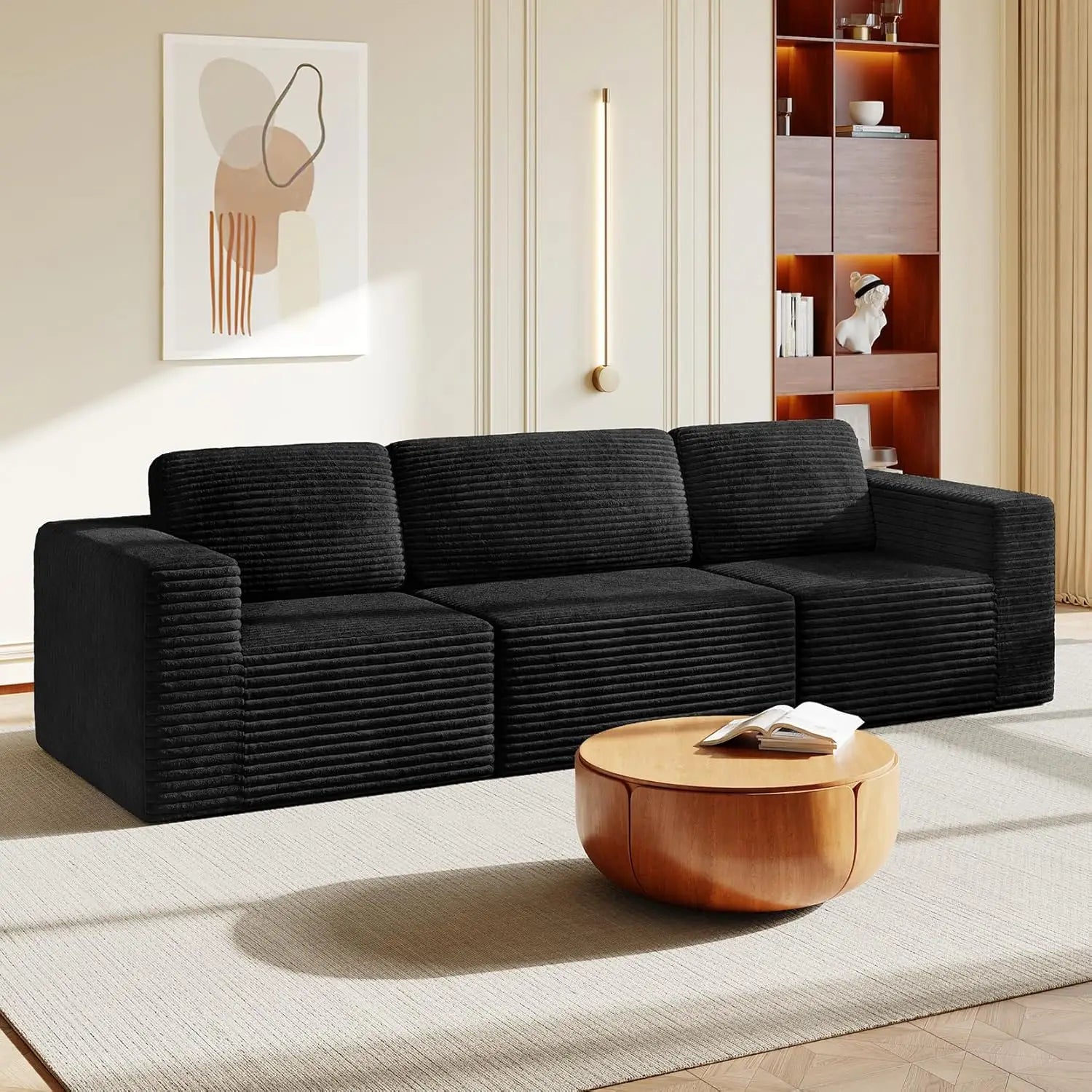 97" L-Shape Modular Sectional Sofa Corduroy 3-Seat, 2-seat & single Seat, Many colors