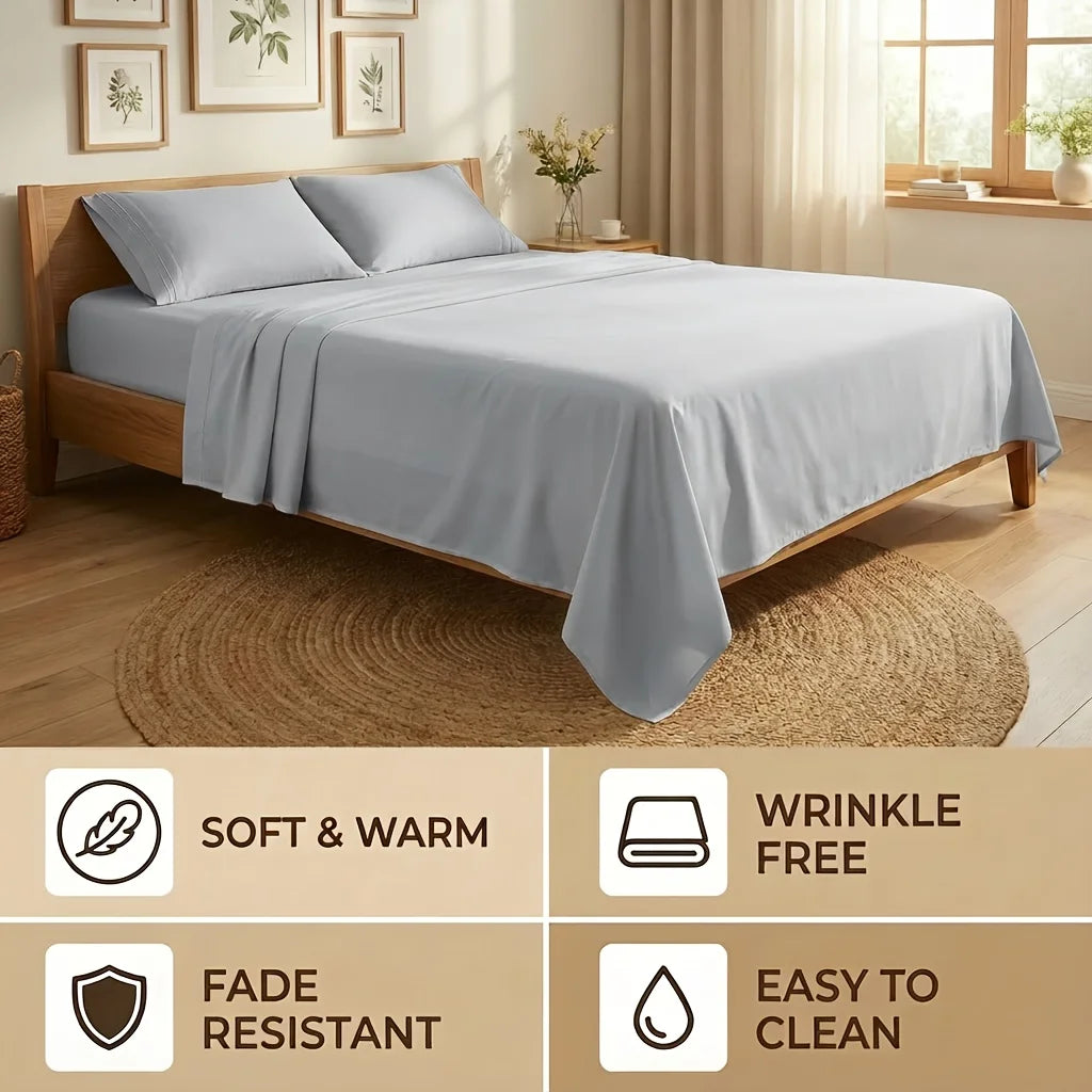 Cooling Bamboo Bed Sheets Set for Twin, Full, Queen, King