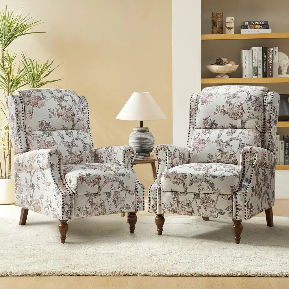 Recliner Chair, Upholstered Floral Fabric