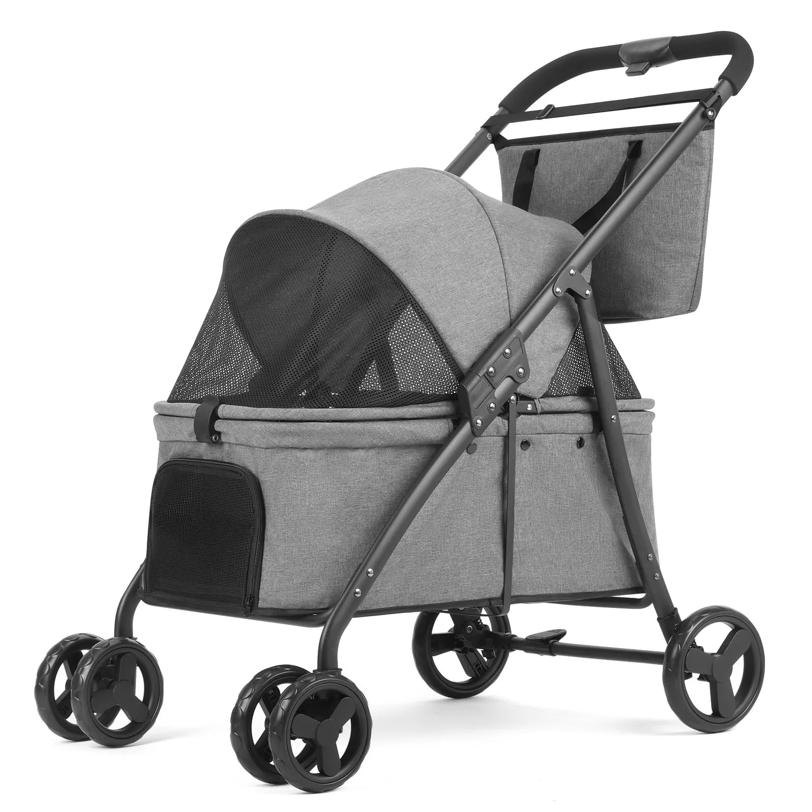 Foldable Dog Stroller Portable Buggy 4 Wheel Pet Stroller