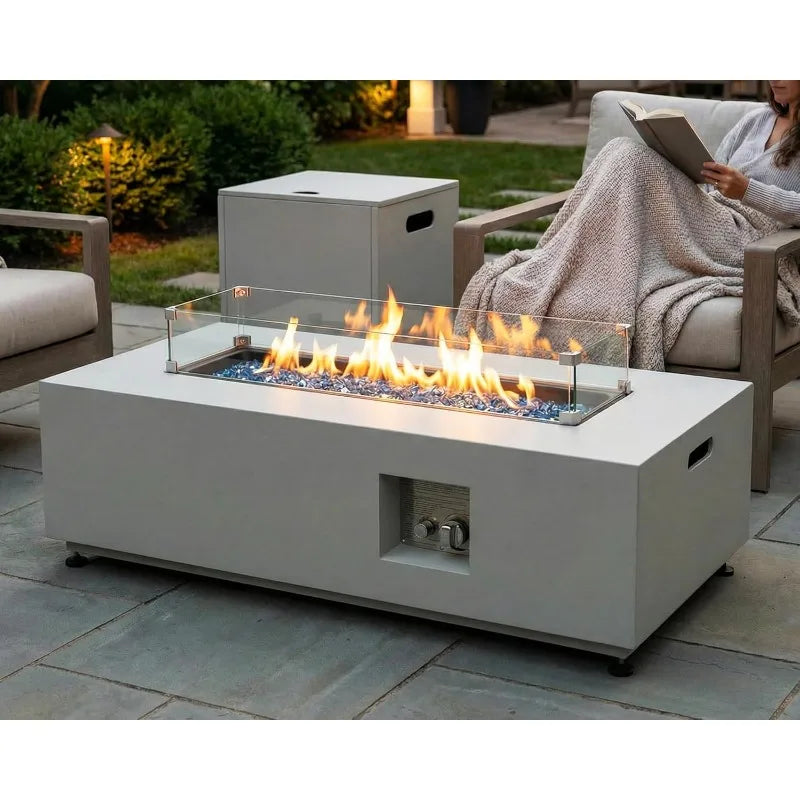 Outdoor Propane Fire Pit Table,50,000BTU Rectangle Natural Gas