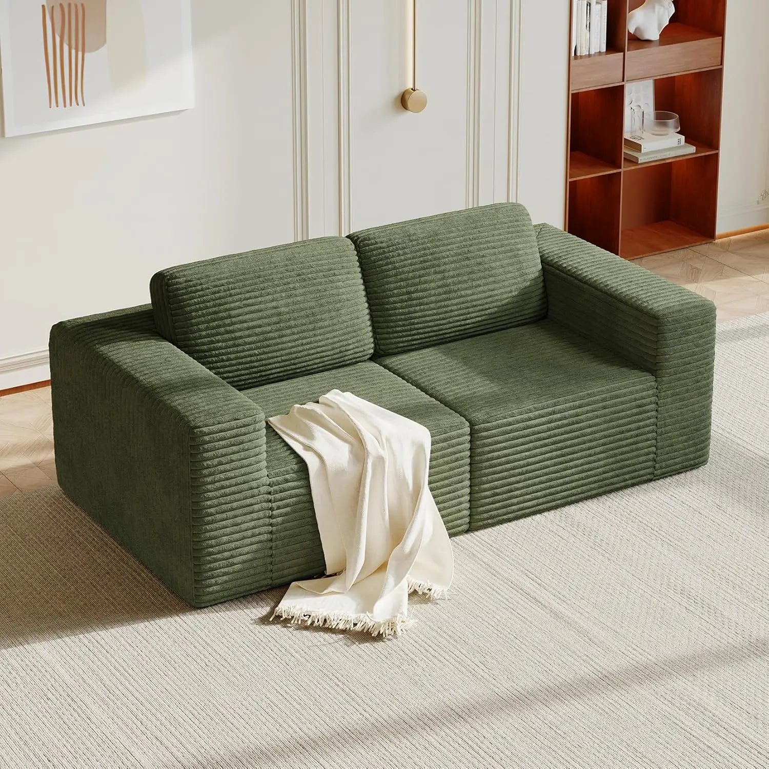 97" L-Shape Modular Sectional Sofa Corduroy 3-Seat, 2-seat & single Seat, Many colors