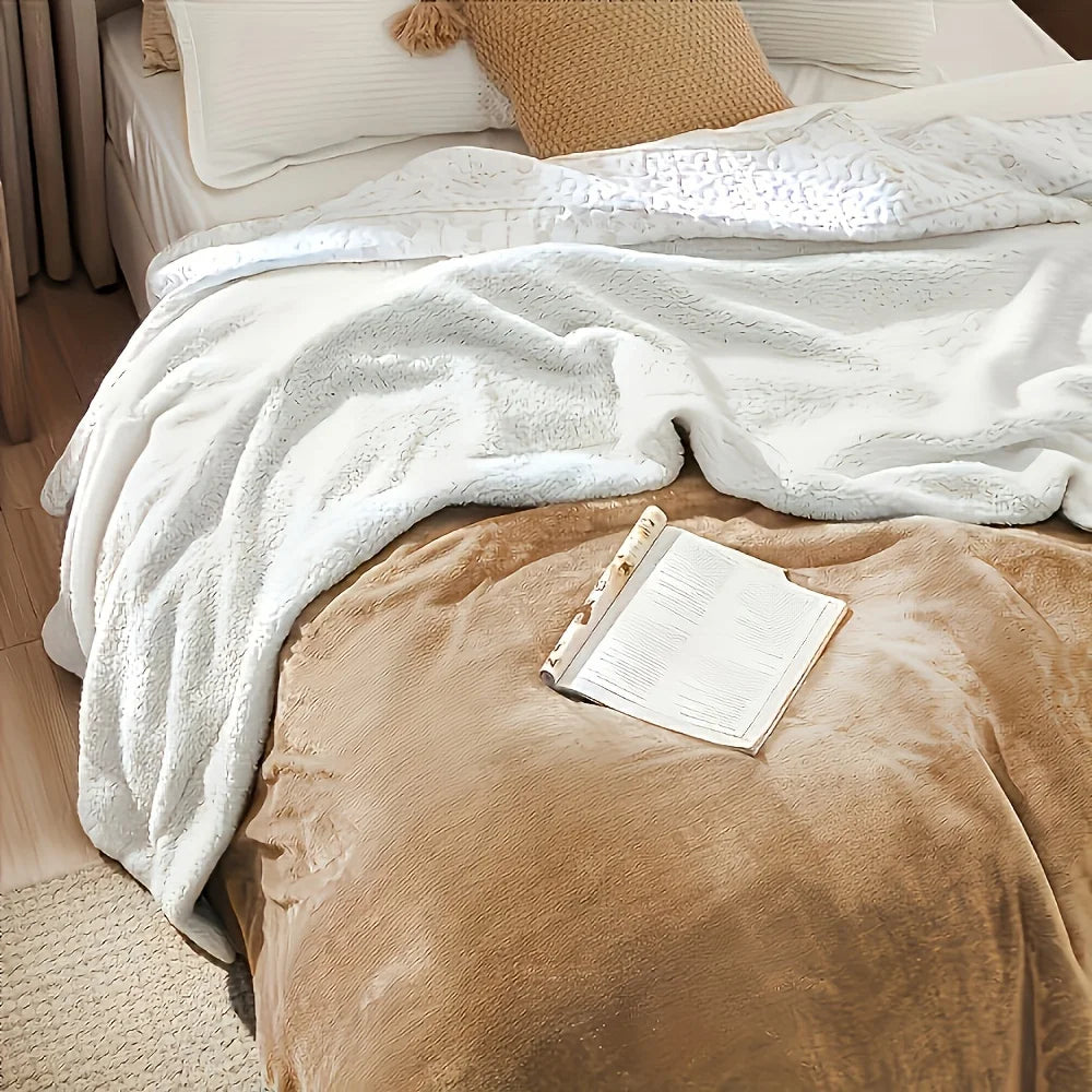 Sherpa Fleece Bed Blanket Twin Size Super Soft Fuzzy 5 lb