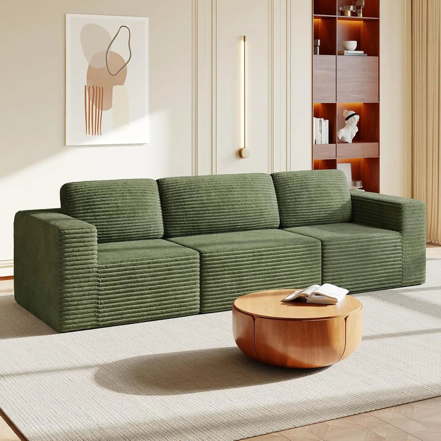 97" L-Shape Modular Sectional Sofa Corduroy 3-Seat, 2-seat & single Seat, Many colors