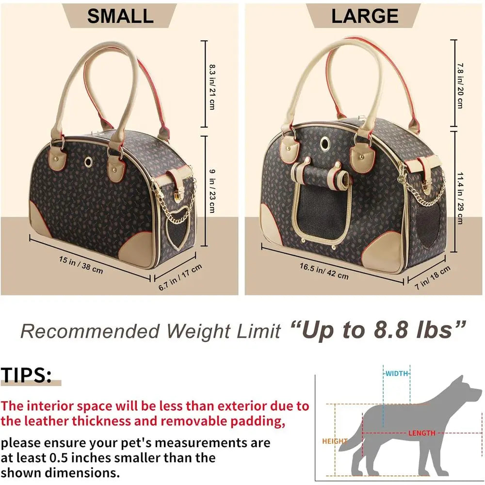 Fashion Dog/Cat Carrier PU Leather Handbag