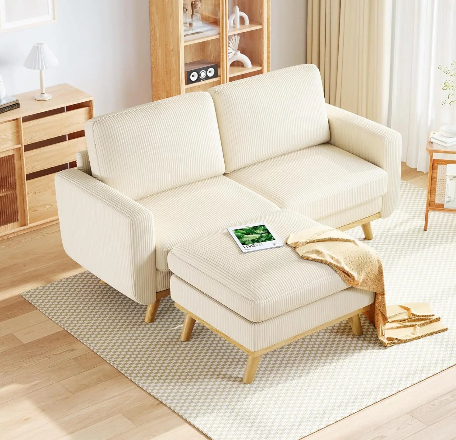 97" L-Shape Modular Sectional Sofa Corduroy 3-Seat, 2-seat & single Seat, Many colors
