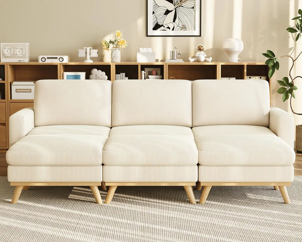 97" L-Shape Modular Sectional Sofa Corduroy 3-Seat, 2-seat & single Seat, Many colors