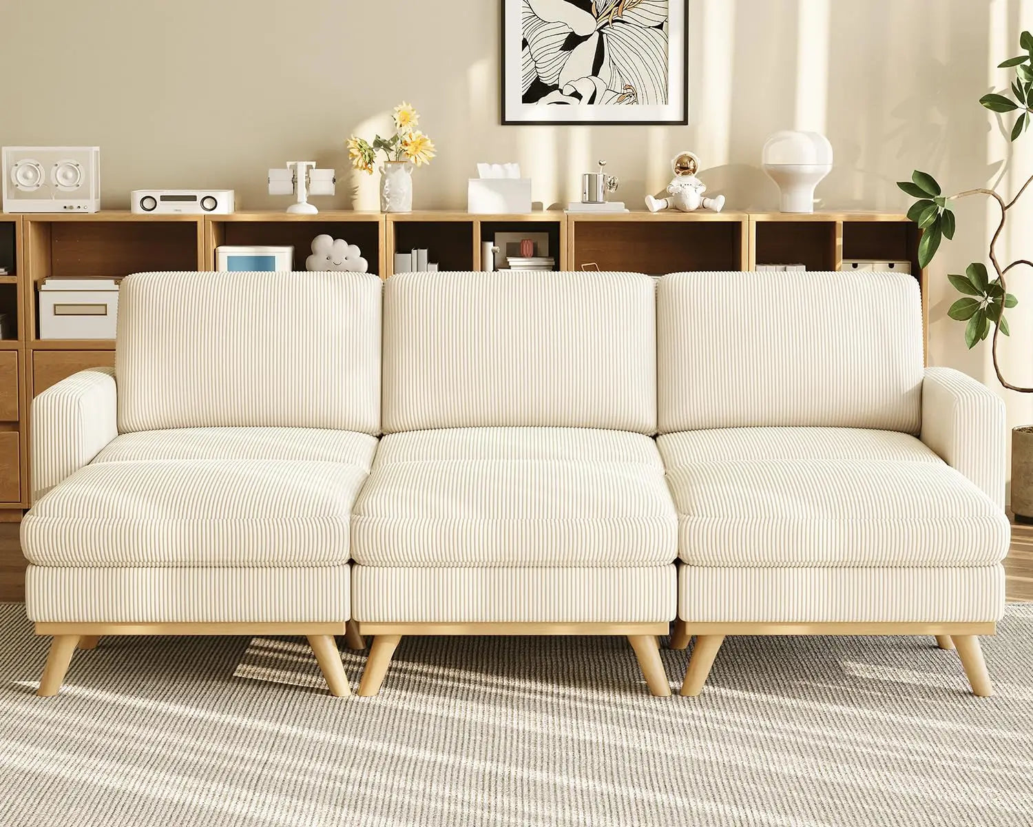 97" L-Shape Modular Sectional Sofa Corduroy 3-Seat, 2-seat & single Seat, Many colors