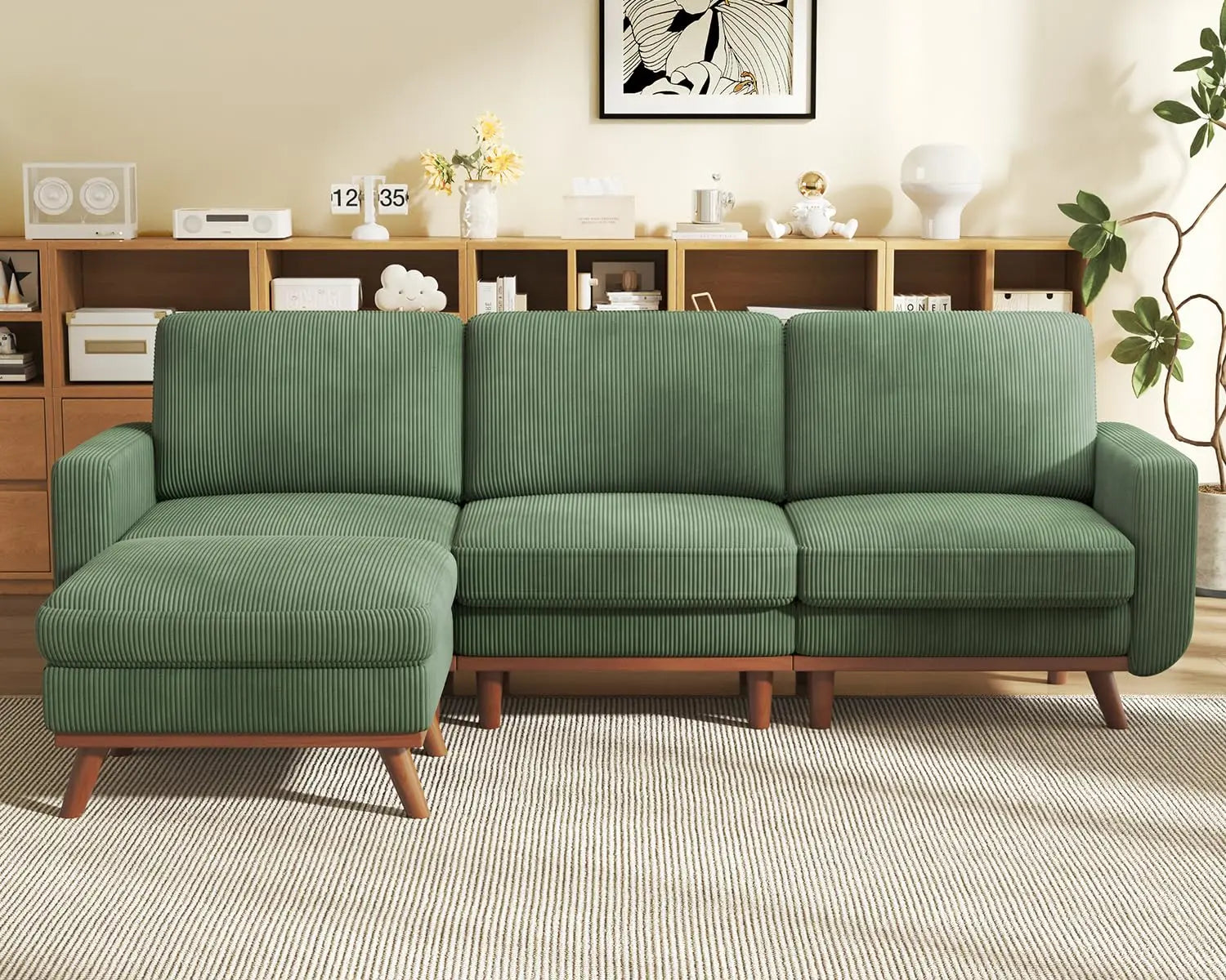 97" L-Shape Modular Sectional Sofa Corduroy 3-Seat, 2-seat & single Seat, Many colors