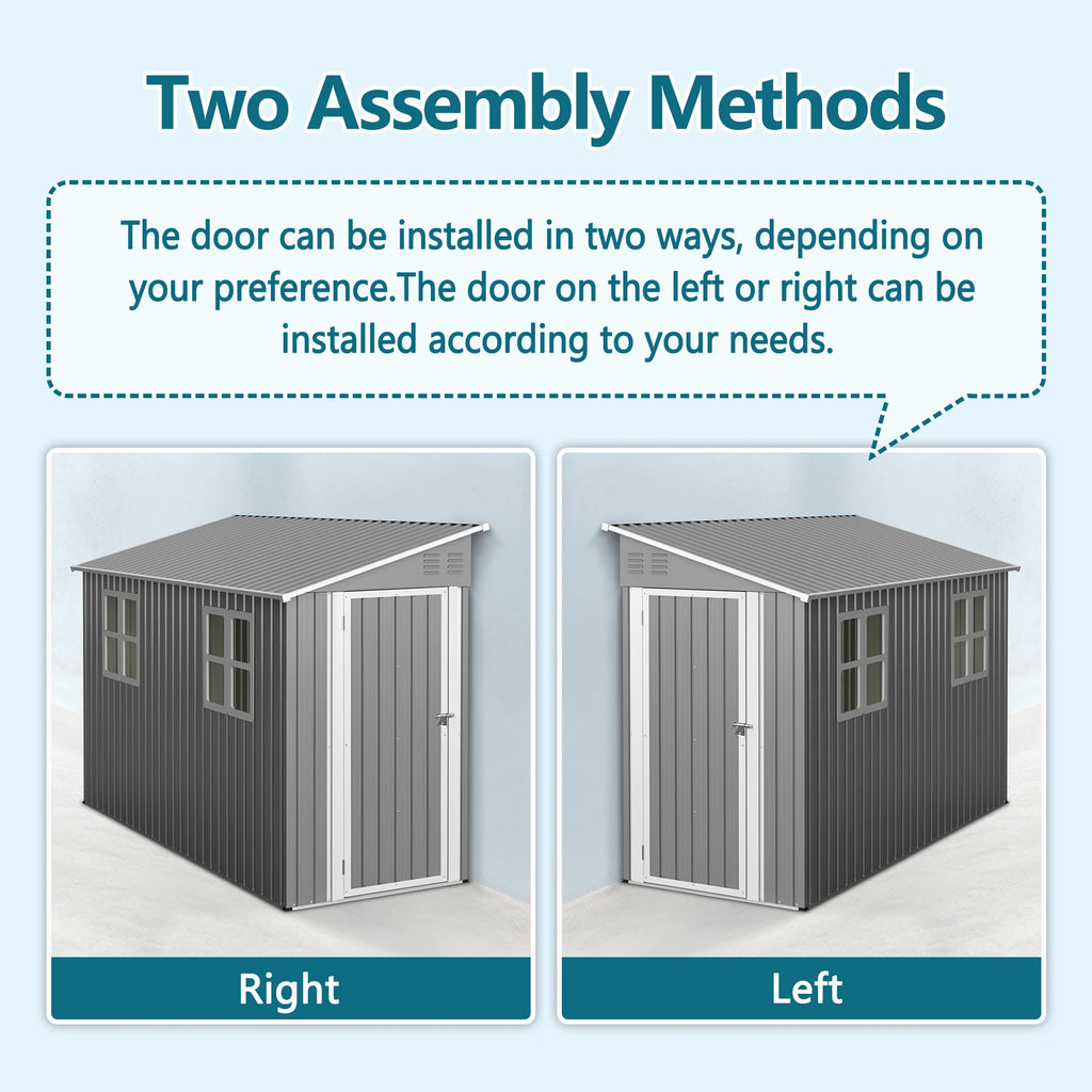4x10 FT Galvanized Steel Outdoor Shed