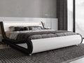 LED Platform Bed Frame with Adjustable Headboard/Need/Easy Assembly/Faux Leather Black, Customized