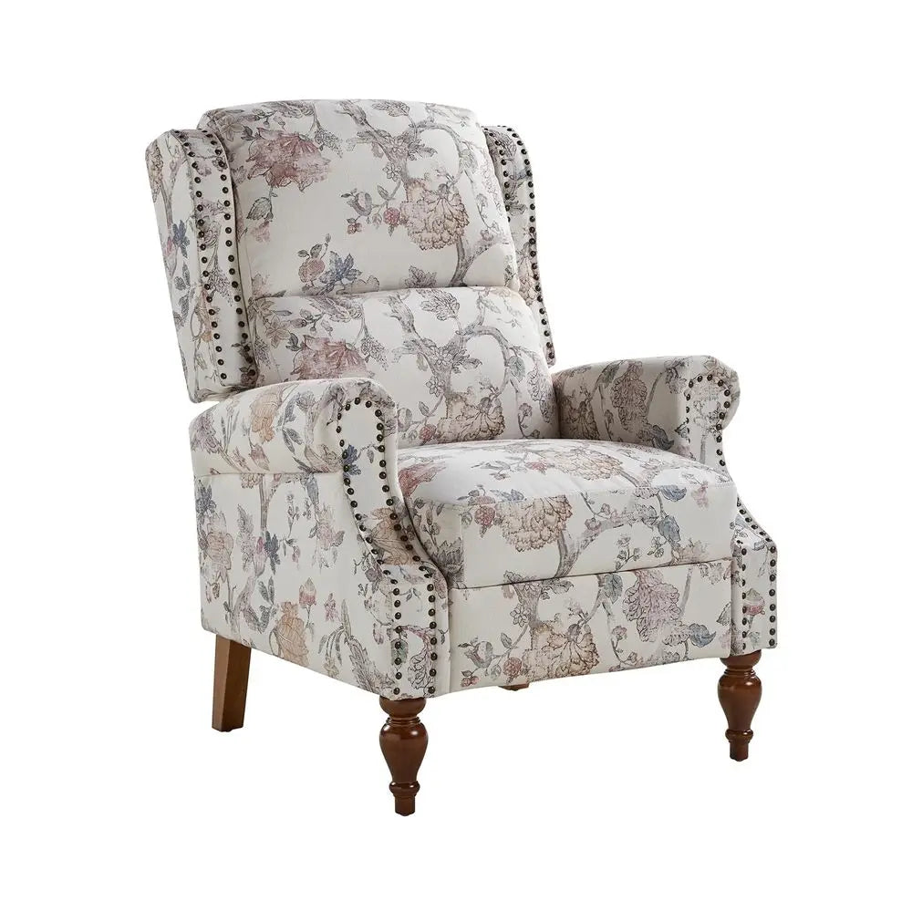 Recliner Chair, Upholstered Floral Fabric