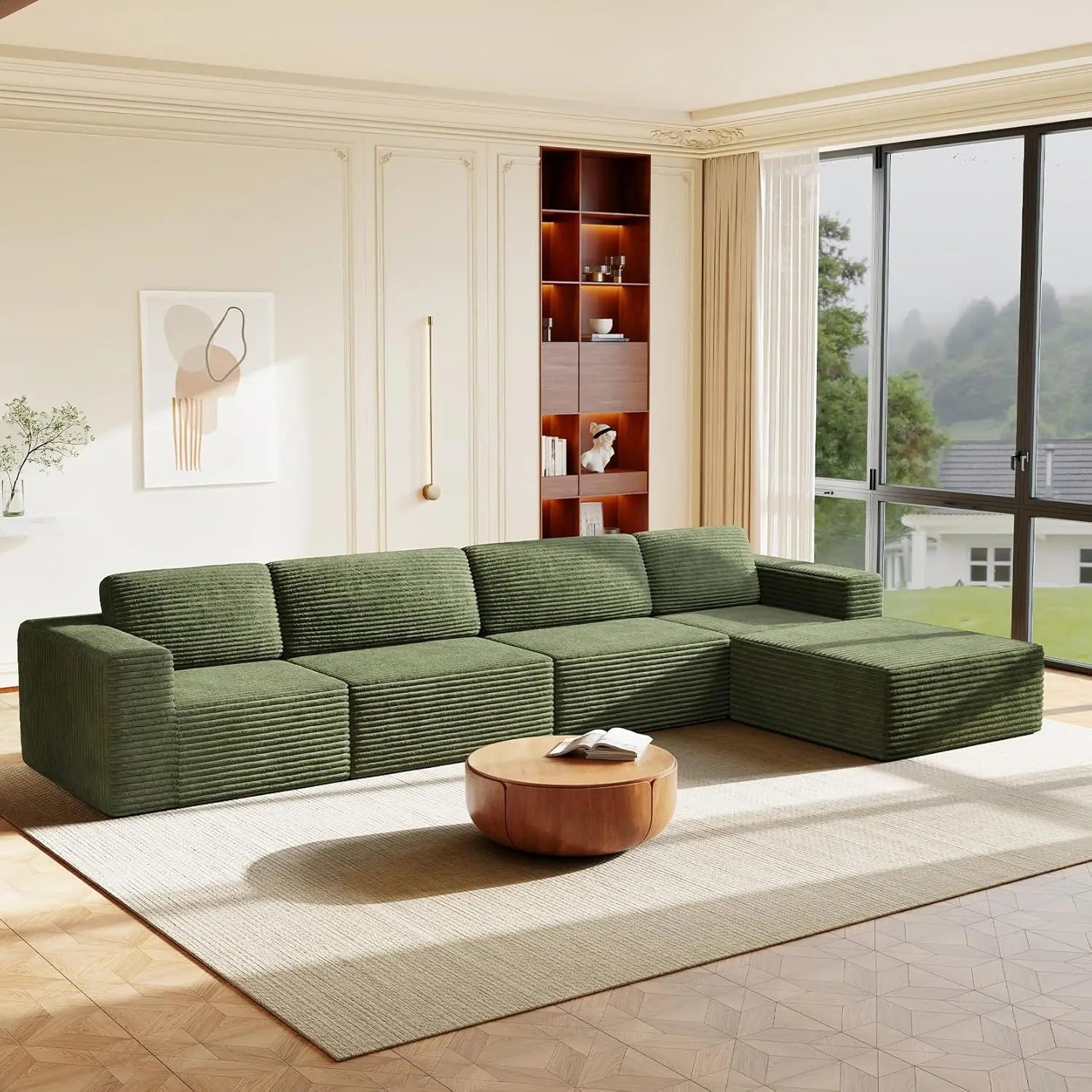 97" L-Shape Modular Sectional Sofa Corduroy 3-Seat, 2-seat & single Seat, Many colors