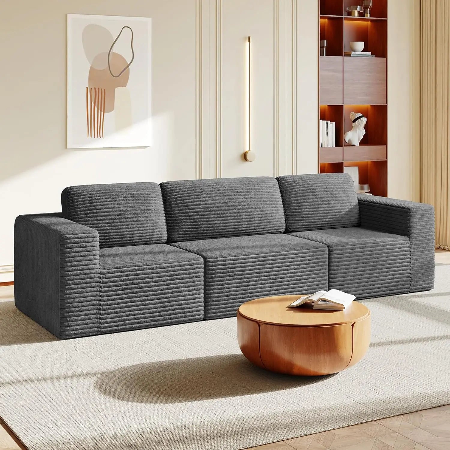 97" L-Shape Modular Sectional Sofa Corduroy 3-Seat, 2-seat & single Seat, Many colors