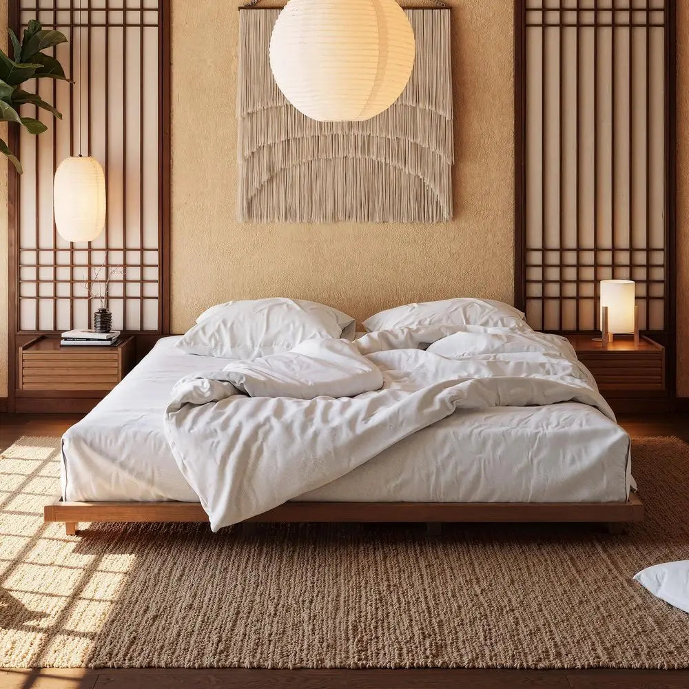 Japanese Style King Floor Bed Frame, 5.9 Low Profile Metal Frame,