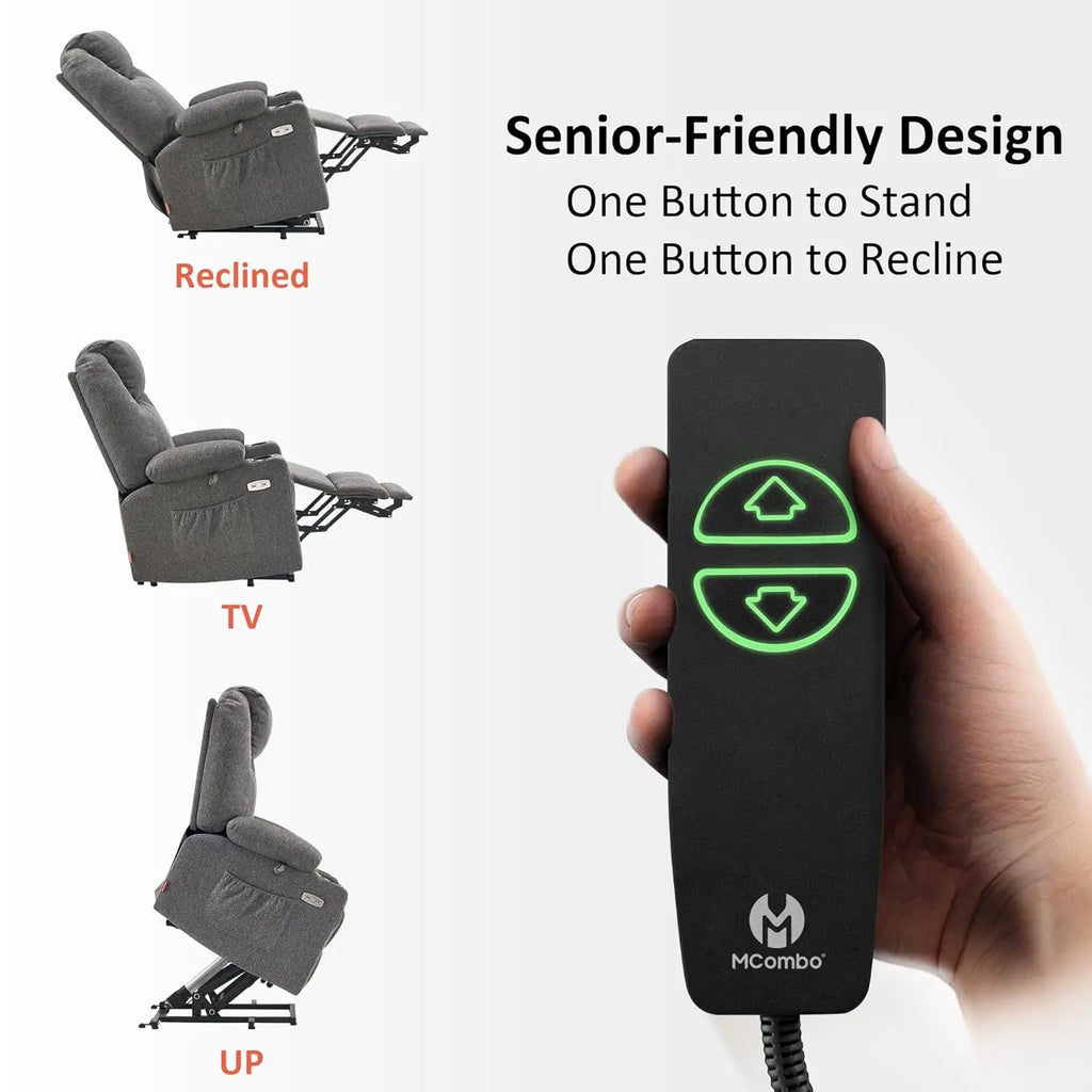 Power Lift Recliner Chair Heat Massager, Remote, Cup Holder