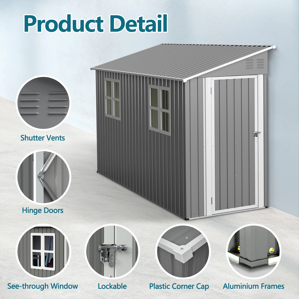 4x10 FT Galvanized Steel Outdoor Shed