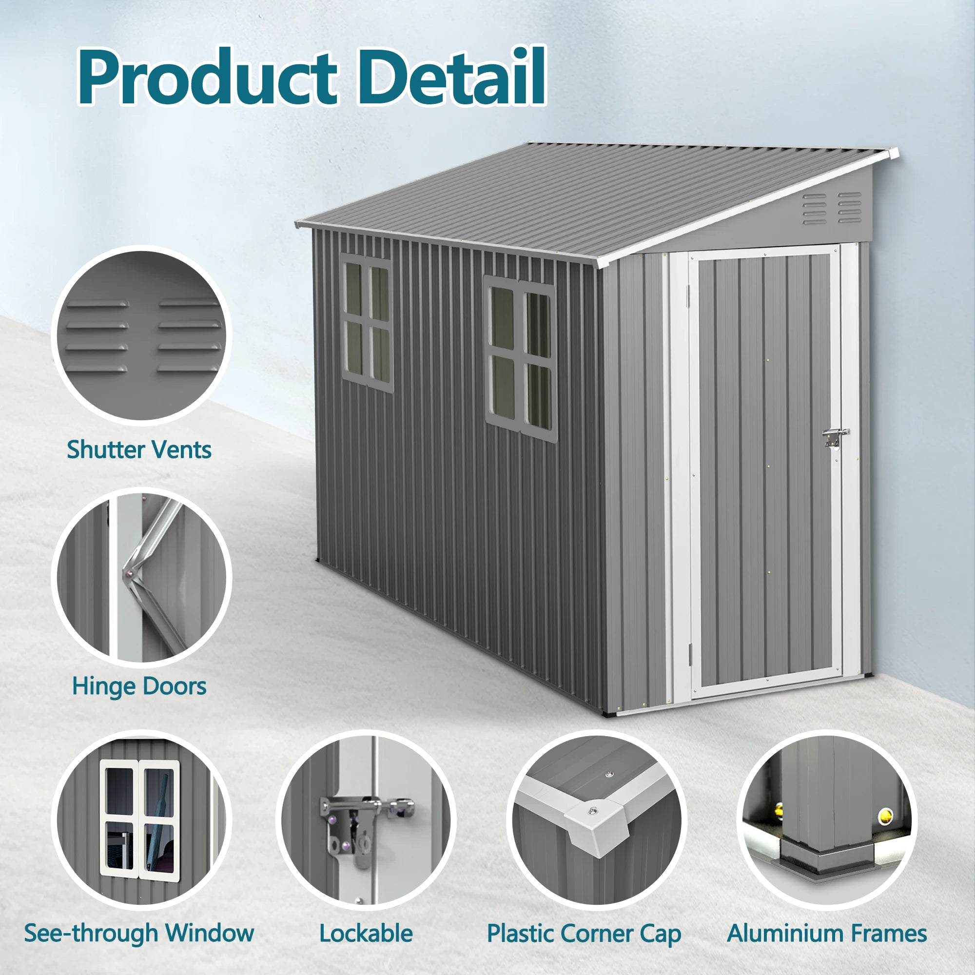 4x10 FT Galvanized Steel Outdoor Shed
