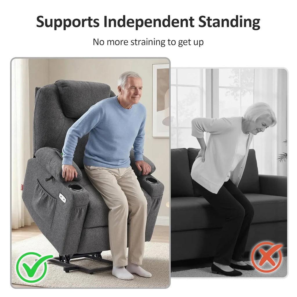 Power Lift Recliner Chair Heat Massager, Remote, Cup Holder