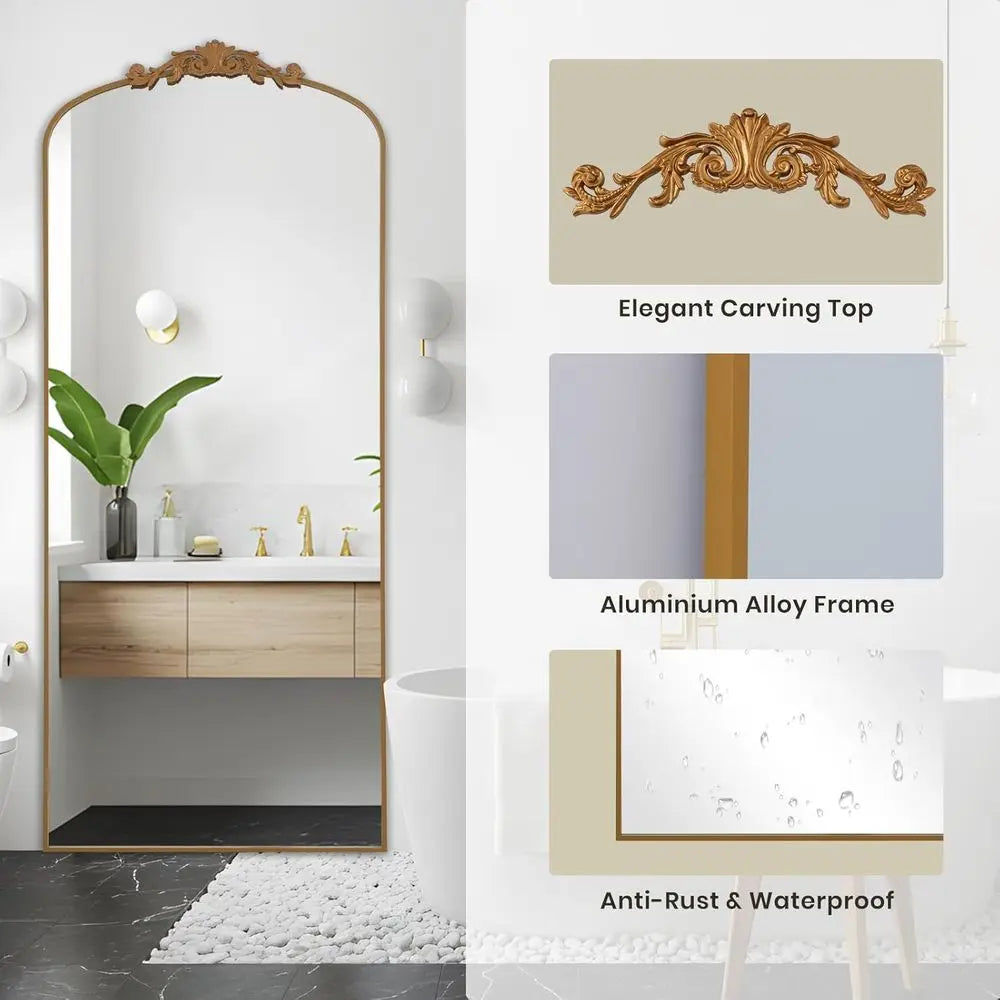 Stylish 30x71 Ornate Carved Full-Length Mirror