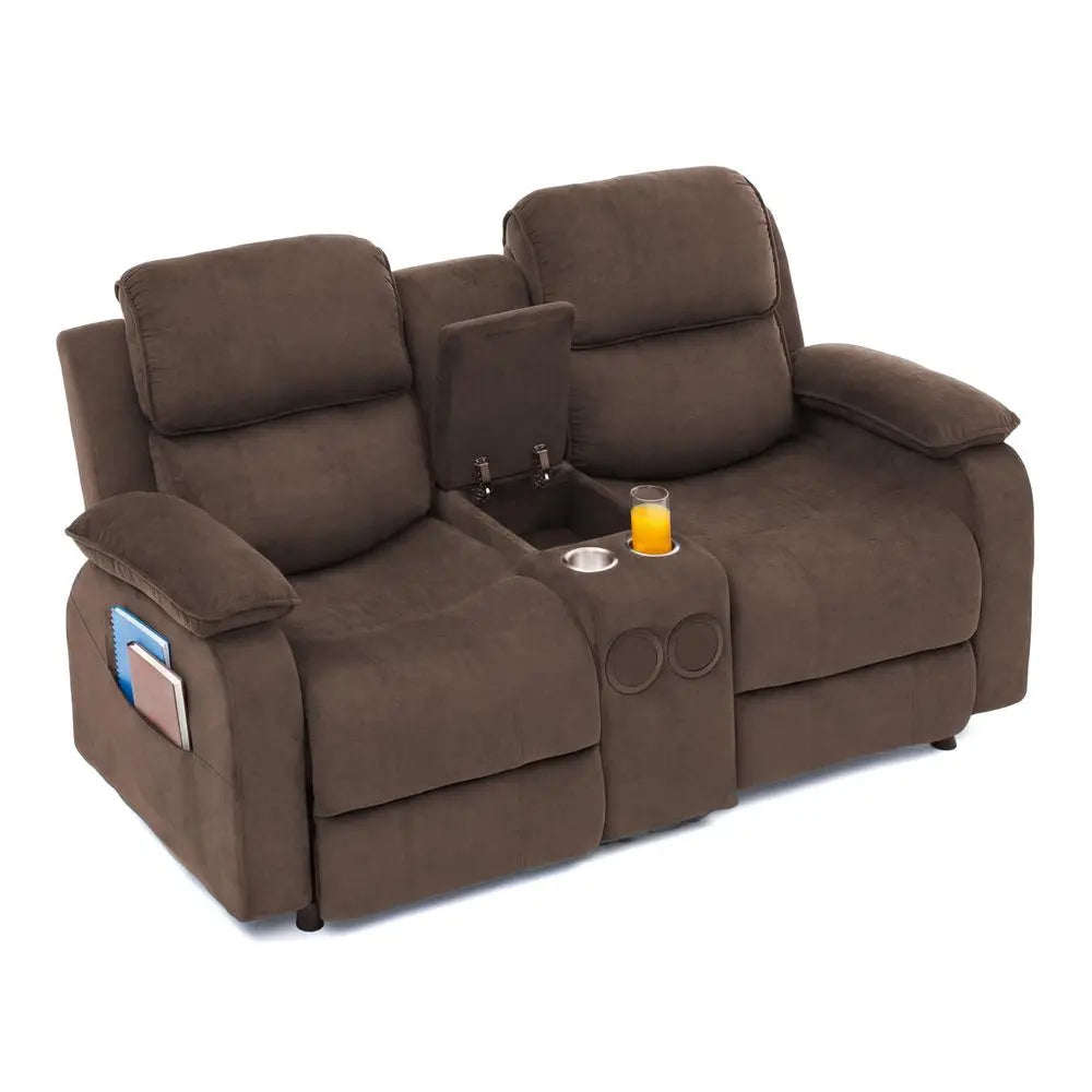 Electric Power Loveseat Recliner Sofa with Console with Heat