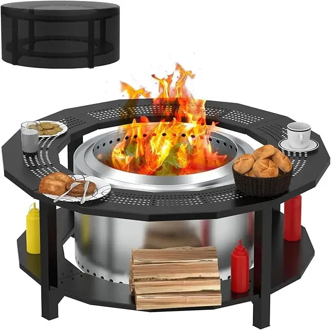 Portable Outdoor Fire Pit Table for Solo Stove Fire, Smokeless