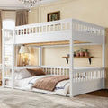 Queen Over Queen Wooden Bunk Bed with Ladder, Guardrail, Detachable
