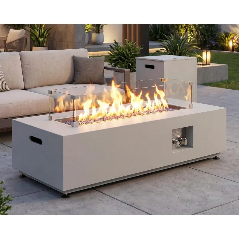Outdoor Propane Fire Pit Table,50,000BTU Rectangle Natural Gas