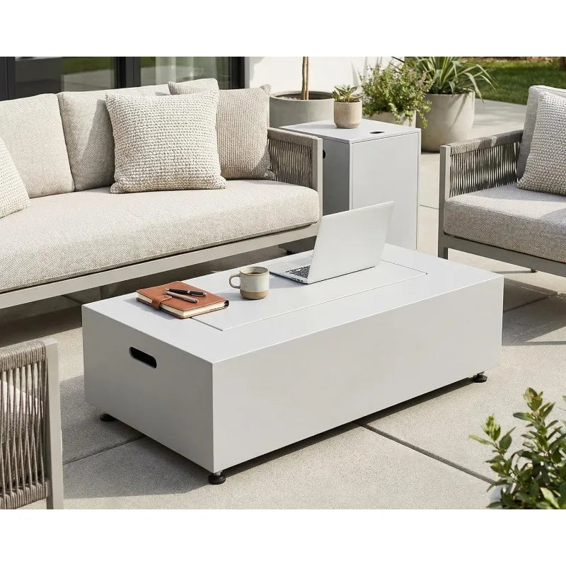 Outdoor Propane Fire Pit Table,50,000BTU Rectangle Natural Gas