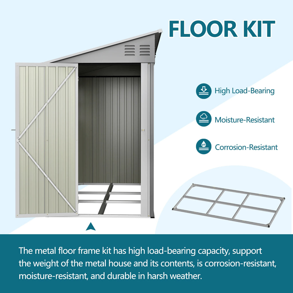 4x10 FT Galvanized Steel Outdoor Shed