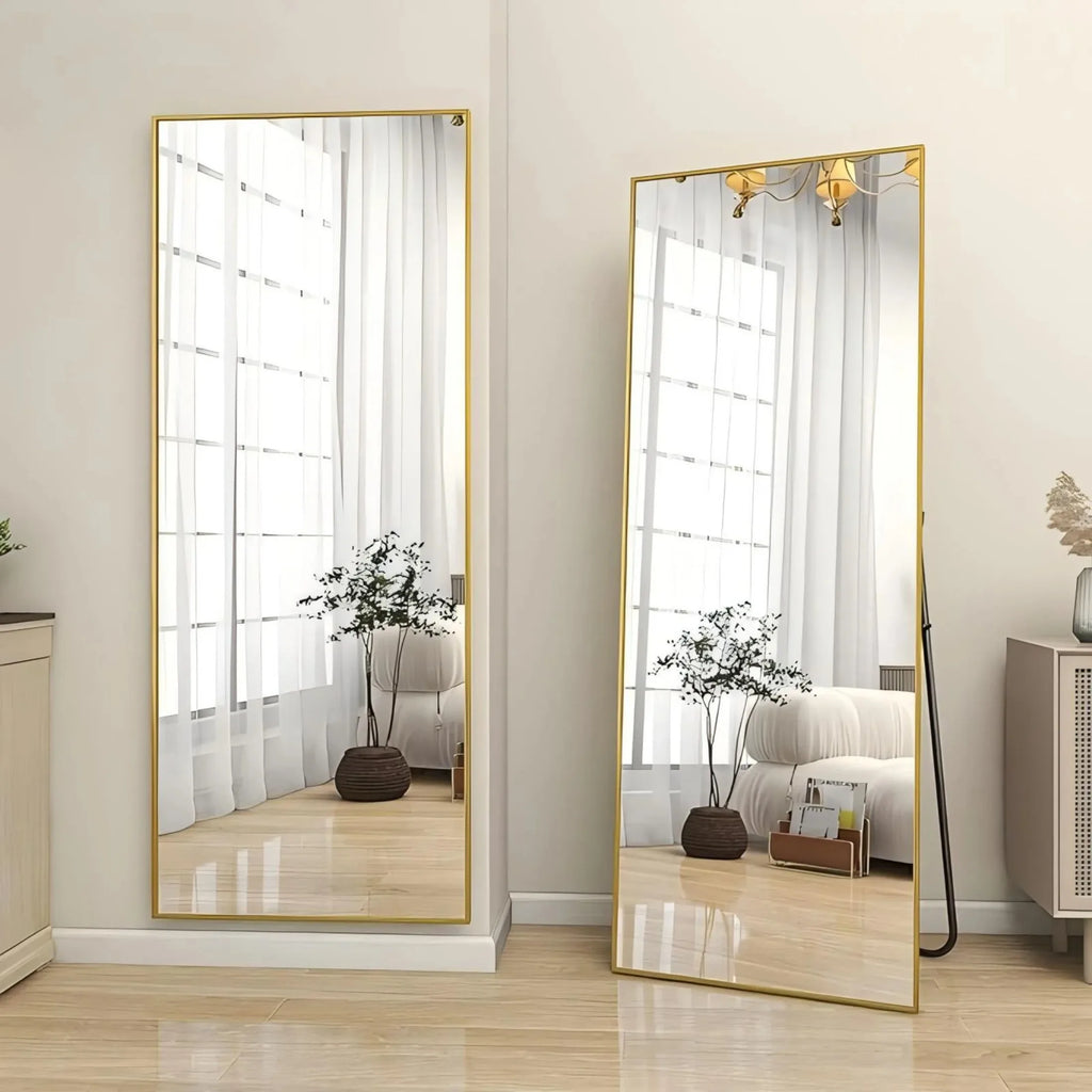 56"x21.2" Full Length Floor Mirror Rectangular Gold Frame