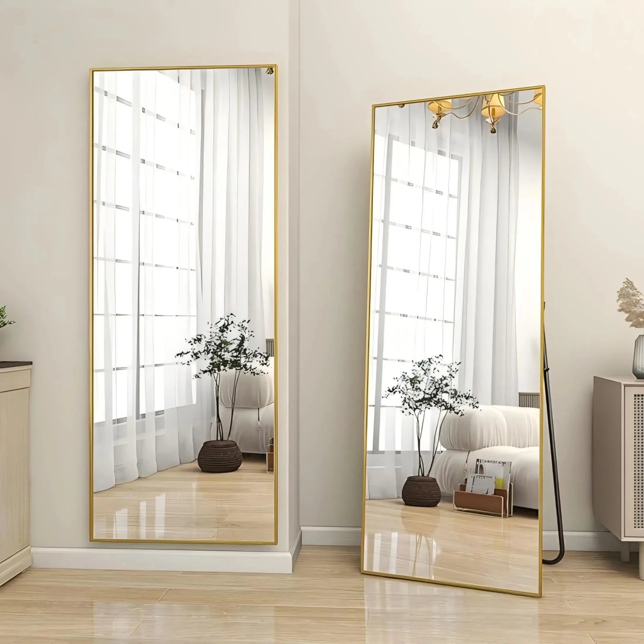 56"x21.2" Full Length Floor Mirror Rectangular Gold Frame