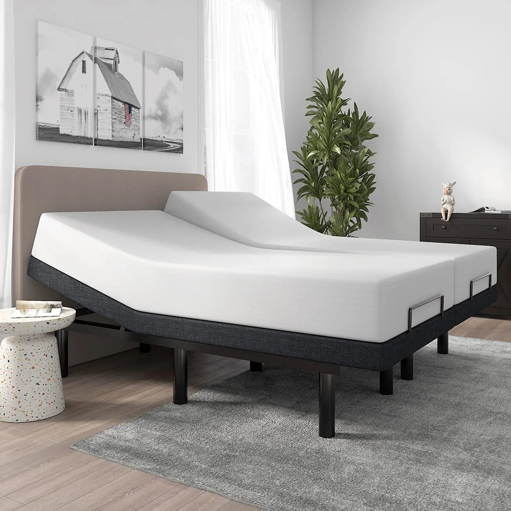 Split King Adjustable Bed Base/Bed Frame with Motorized Head and Foot Incline