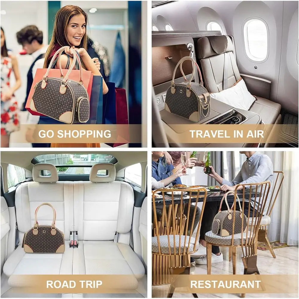 Fashion Dog/Cat Carrier PU Leather Handbag