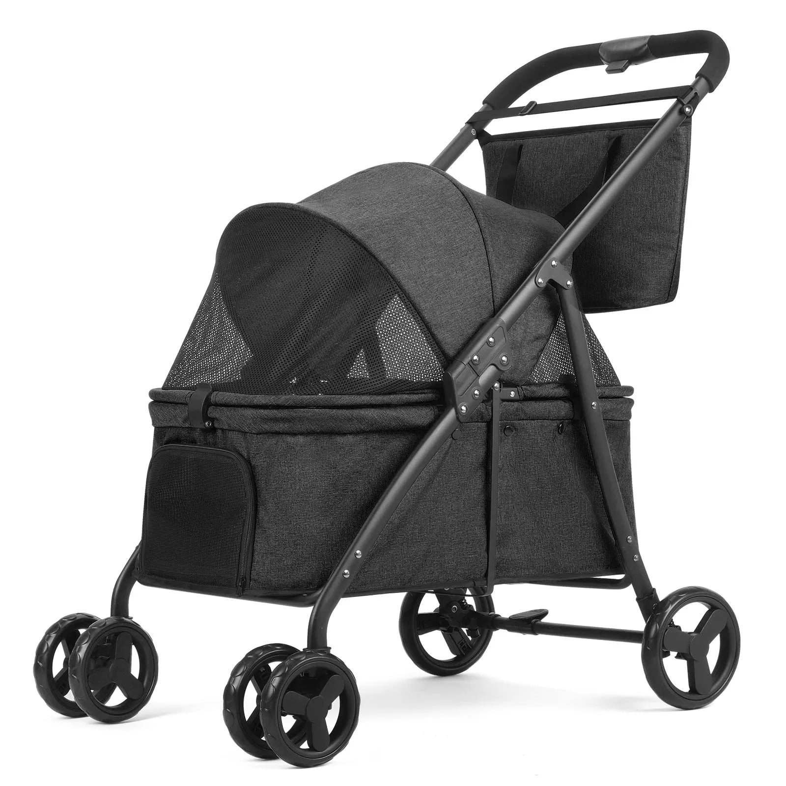 Foldable Dog Stroller Portable Buggy 4 Wheel Pet Stroller