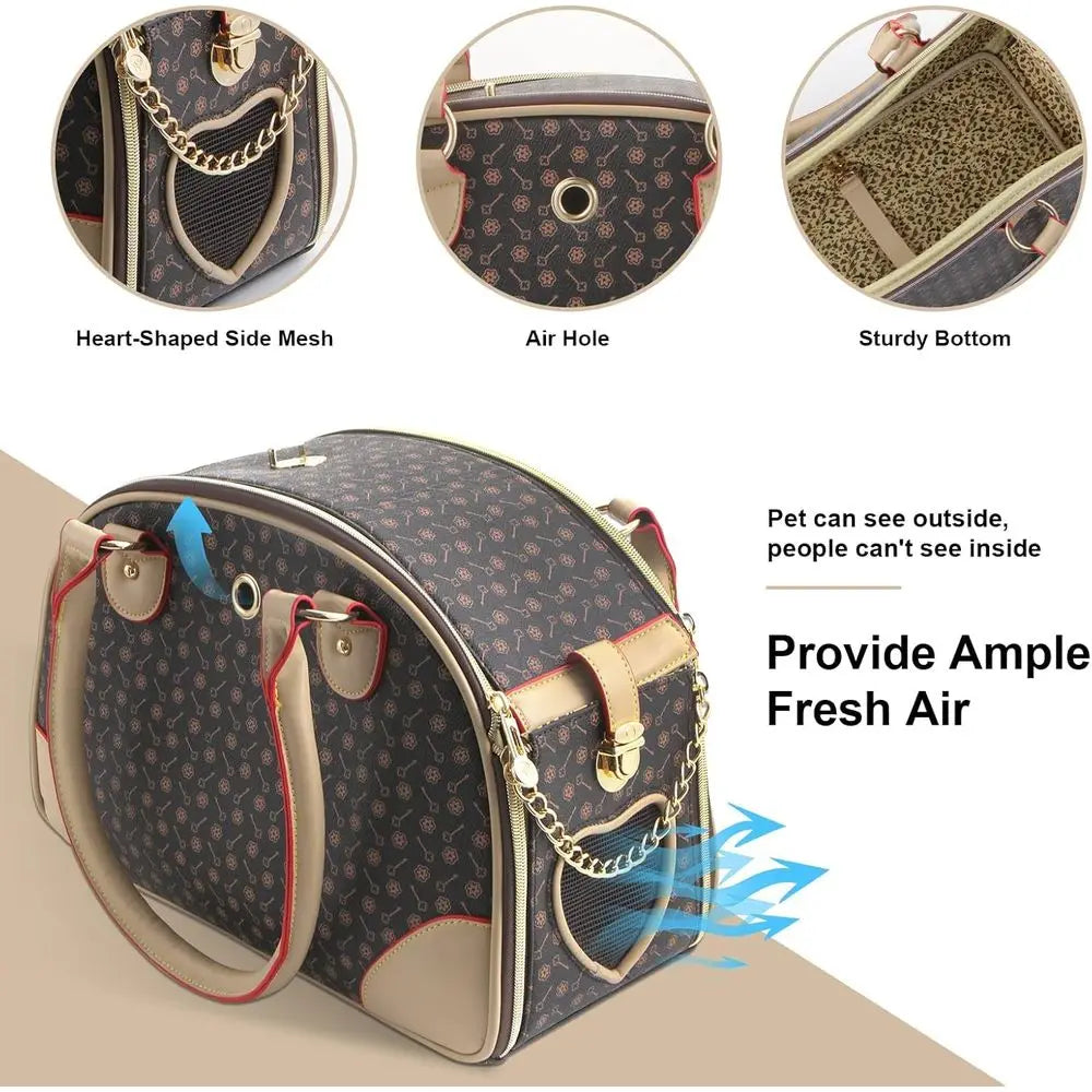 Fashion Dog/Cat Carrier PU Leather Handbag