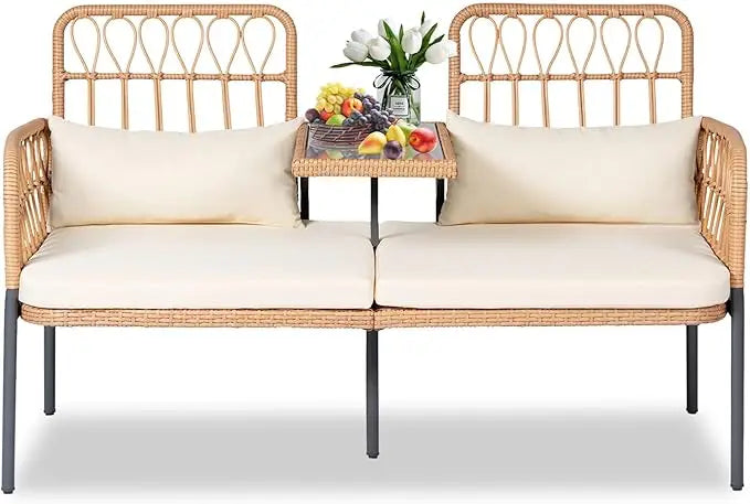 4 Piece Outdoor Wicker Patio Conversation Furniture Set