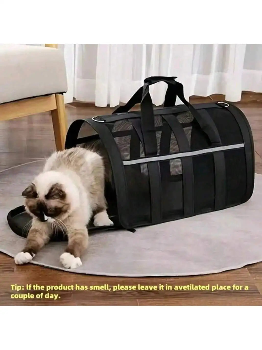 1Pc Cat and Dog Ventilated Pet Carrier Bag - Lightweight, Durable Nylon, Secure Zipper
